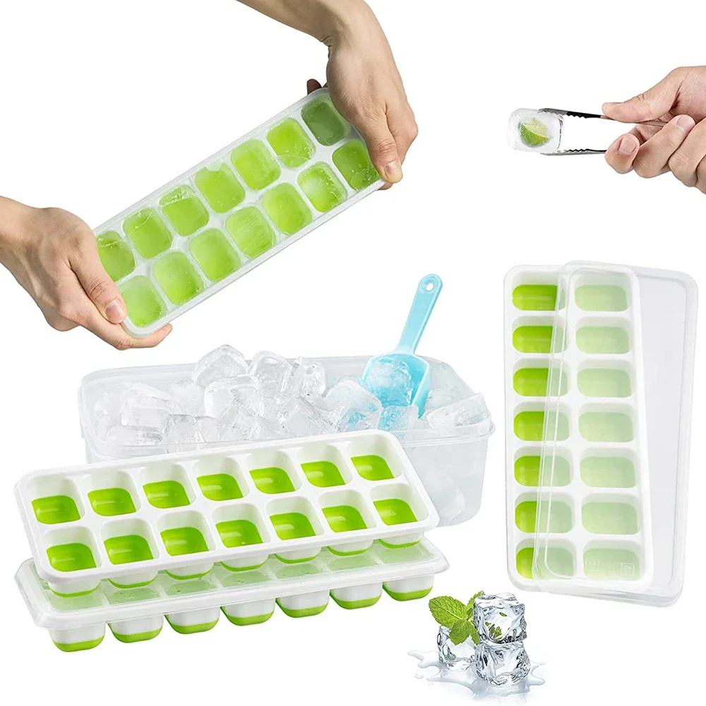 14-Grid Ice Cube Mold With Iid Gor Home Mini Kitchen DIY Fruit SiliconeIce Tray Silicone ice Mold Ice  Box Making  kitchen Tools