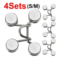 4 Sets Detachable Metal Jeans Button Snaps Adjustable Pants Pins Clips Reduce Waist Buttons Clothing Buckles Sewing-Free Tools