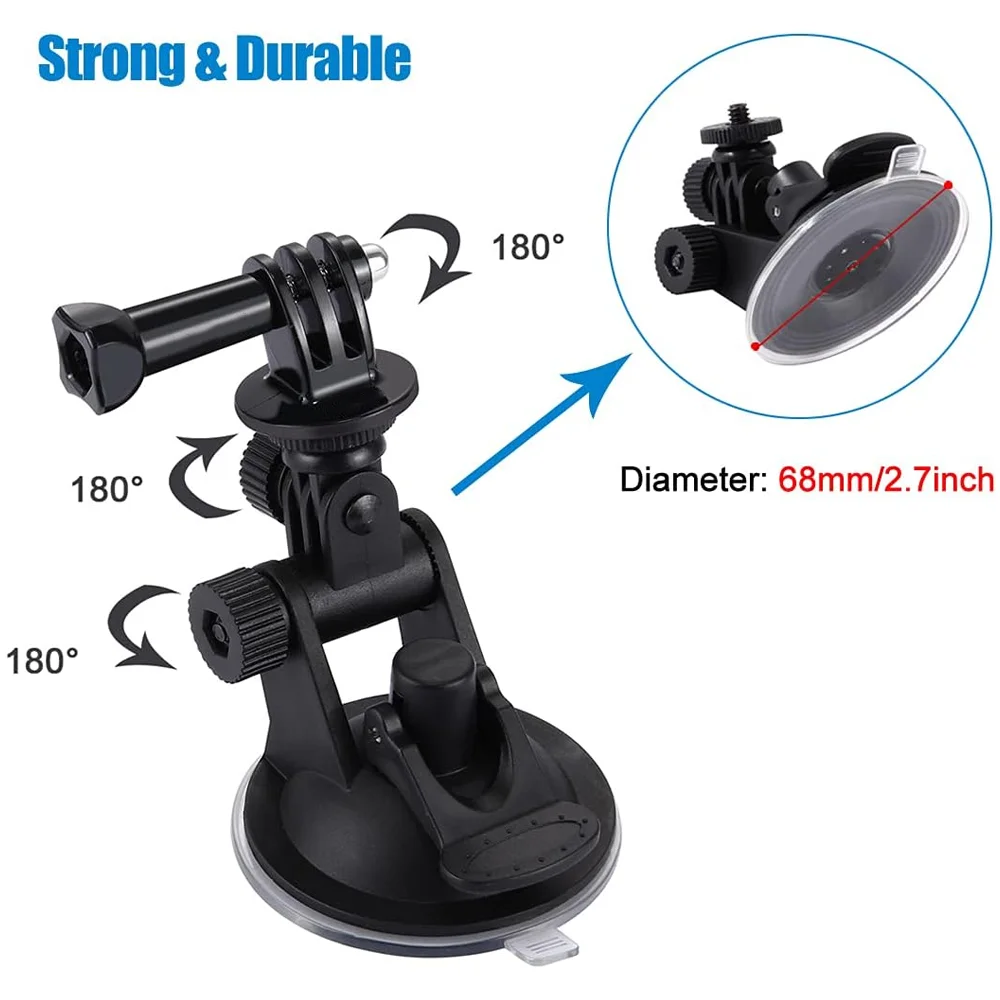 Suction Cup Mount Car Vehicle Window Windshield Holder For GoPro Hero 13 12 11 10 9 8 Insta360 X3 x2 X4 DJI OSMO Action Camera