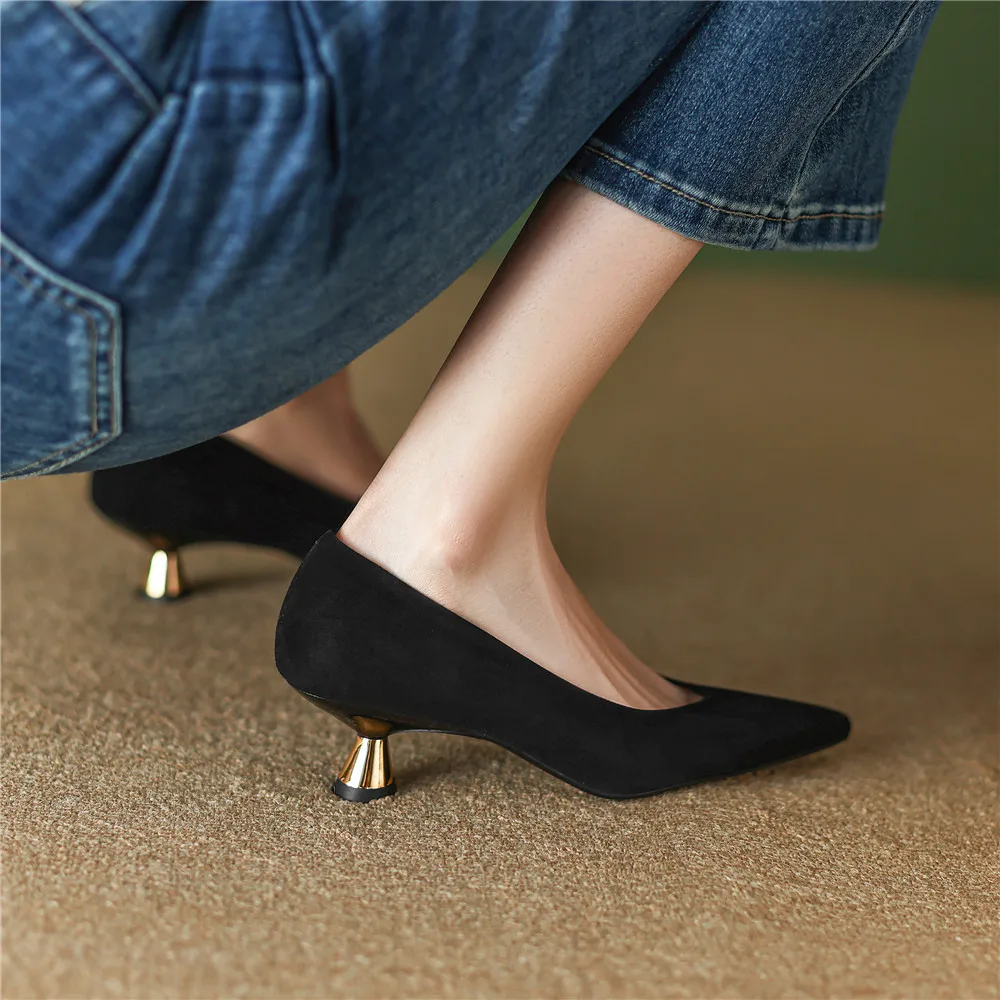 FEDONAS Mature Pointed Toe Women Pumps Spring Summer Thin Heels Genuine Leather Dress Office Lady Pumps Shoes Woman New Arrival