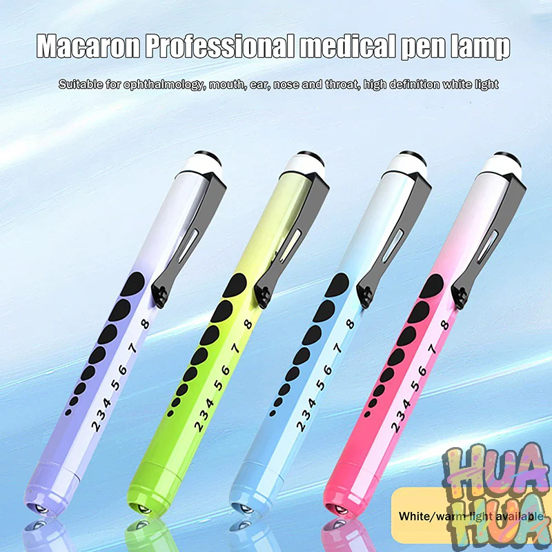 YYYYY قابلة لإعادة الاستخدام LED الطبية Penlight مصباح يدوي مع مقياس التلميذ جيب كليب القلم ضوء الشعلة مصباح للممرضات الأطباء القراءة العمل #4