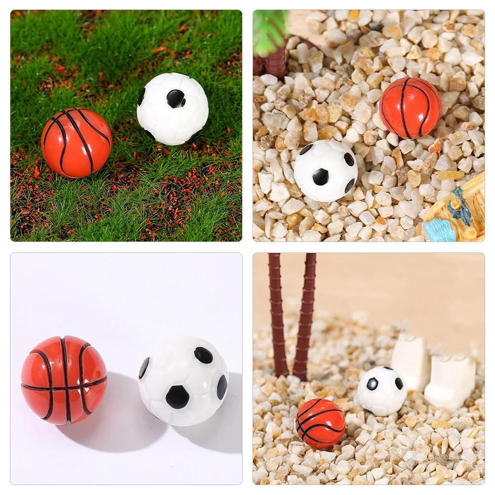 

20pcs Mini Football Basketball Resin Small House Ornament Lifelike Craftsmanship Durable Decoration Accessory For Diy Landscape