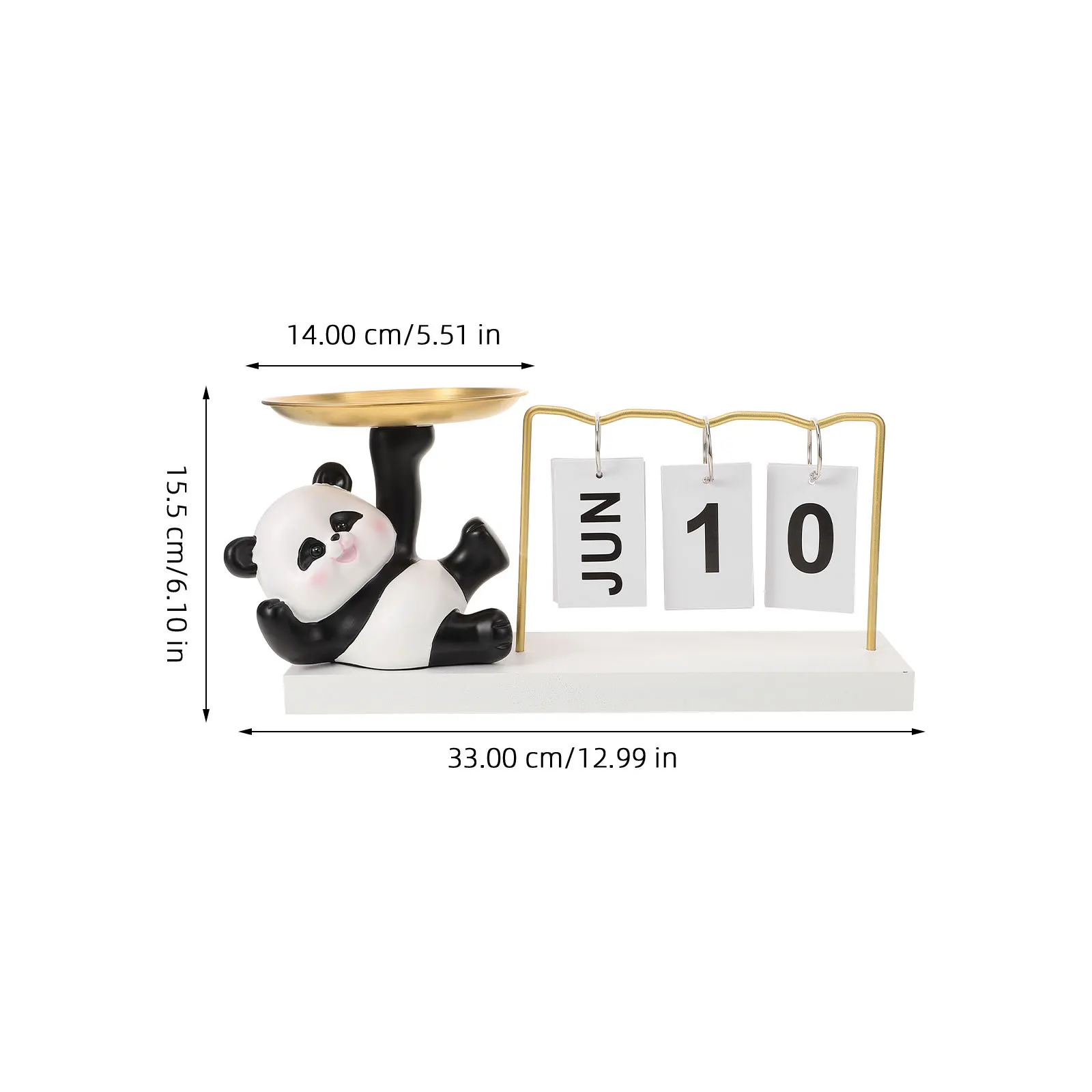 

Panda Calendar Jewelry Storage Tray Wood Alloy Resin Decorative Entryway Key Tray Jewelry Organizer Trinket Dish Display Holder