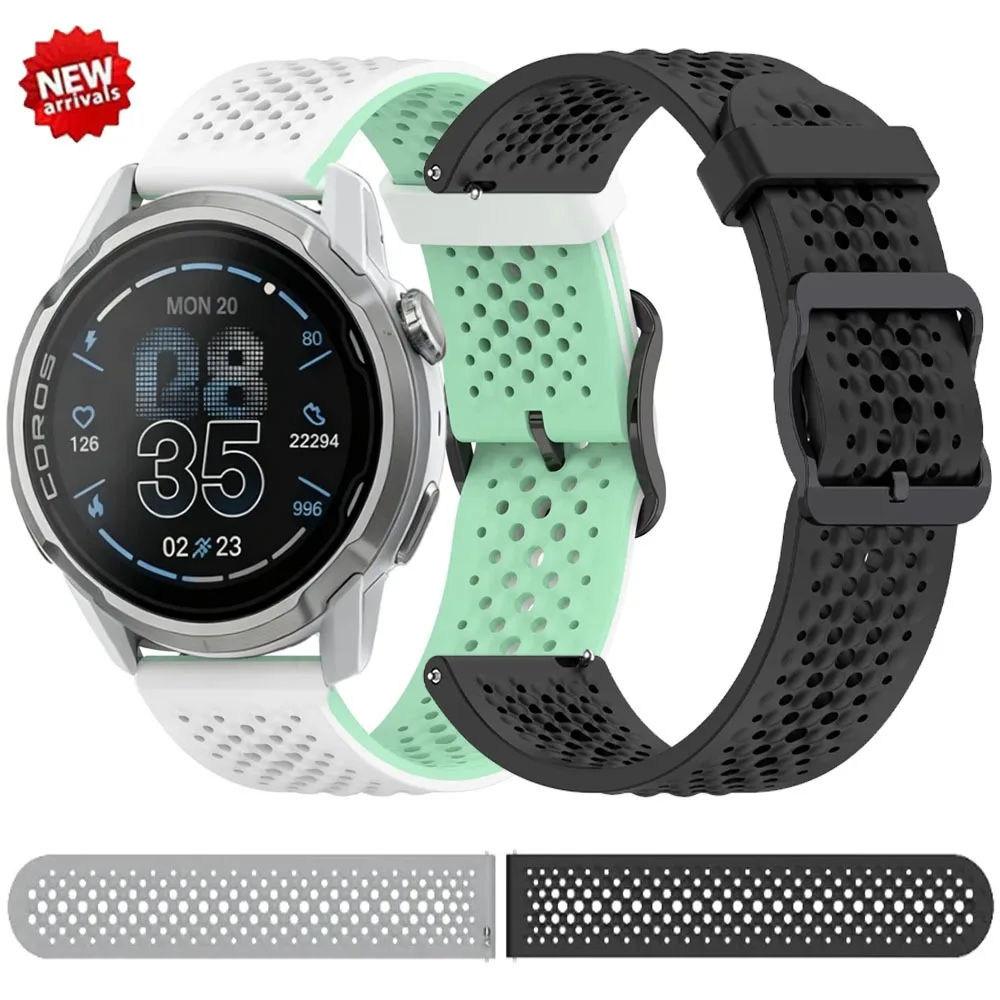 22mm 20mm Silikonarmband für COROS APEX 4 42mm/APEX 2/2 Pro, atmungsaktives, bequemes Ersatzarmband für COROS PACE Pro/3/2