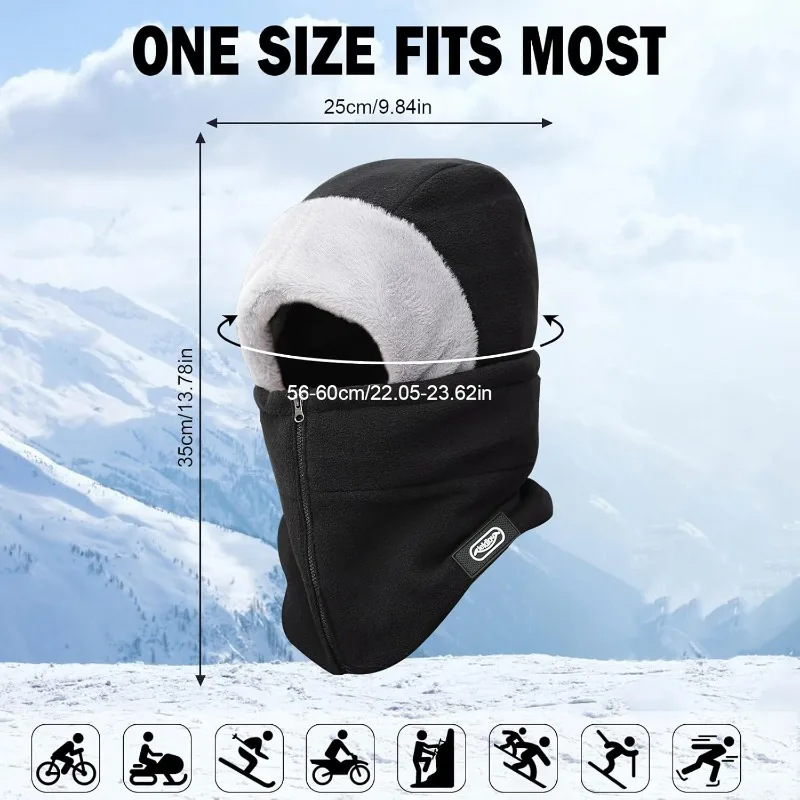 Kominiarka termiczna z polaru, wiatroodporna, zakrywająca całą twarz, ciepła osłona na szyję i uszy, wytrzymała, idealna do jazdy na nartach, rowerze, pieszych wędrówek i motocykli.