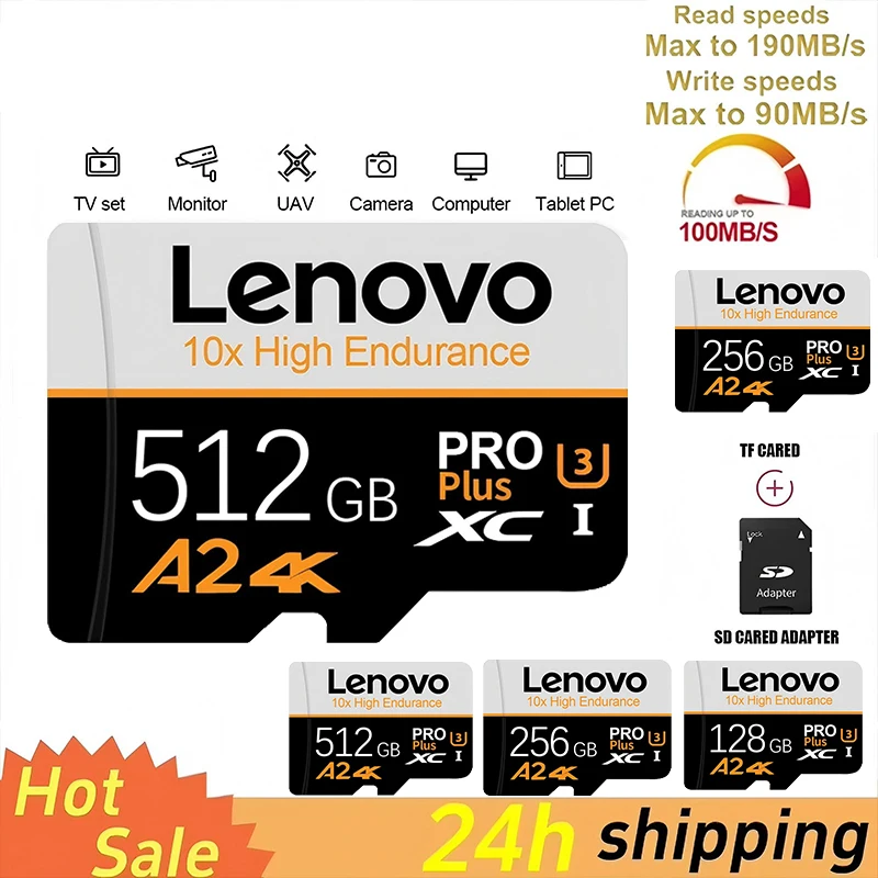 Cartão de Memória Micro TF SD Original Lenovo Extreme 128GB 256GB C10 para Celular Xiaomi, Câmera e Tablet