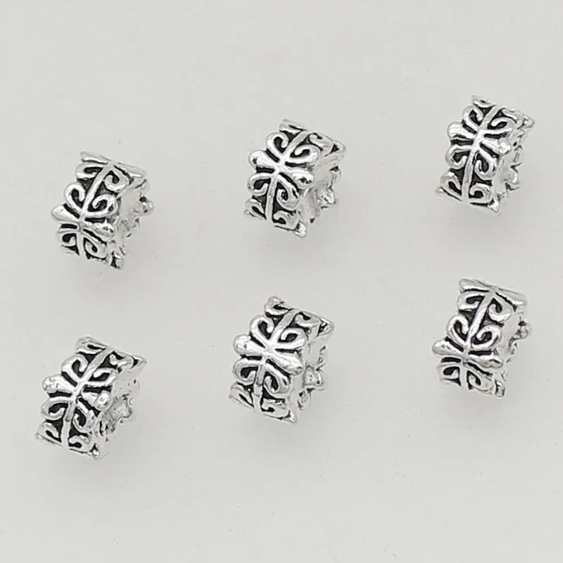 30pcs/lot Fashion Antique Silver Color Bracelets Loose Beads 7x4.5mm Handmade Braided Metal Bead Spacers DIY Jewelry Accessories