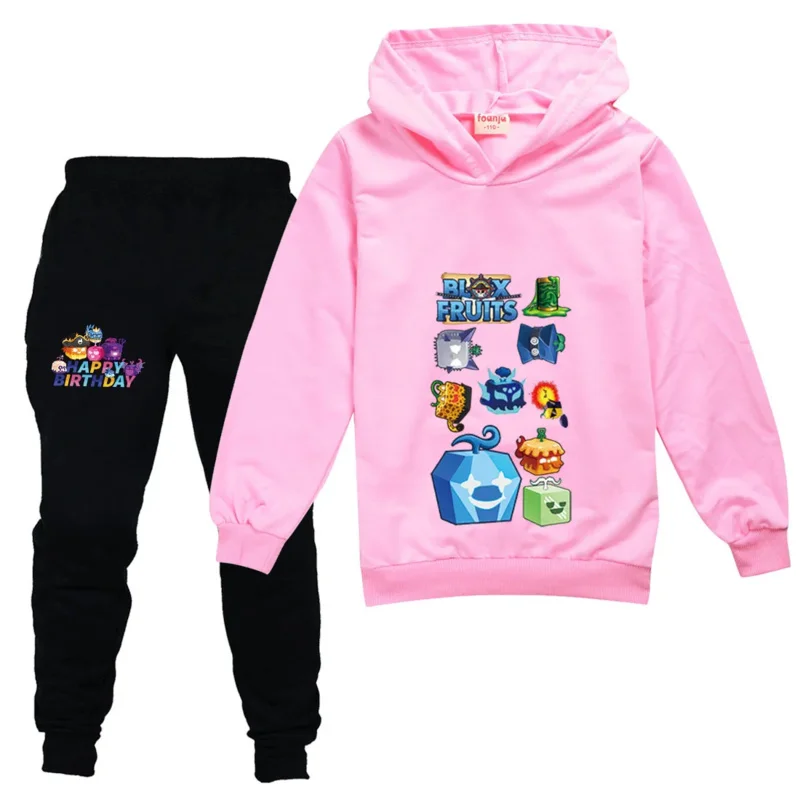 AIAI 2025 لطيف Bloxing الفواكه لعبة طباعة هوديي مجموعة ملابس الاطفال مضحك البلوز السراويل الفتيات الفتيان Harajuku الخريف الأطفال جلطة #6