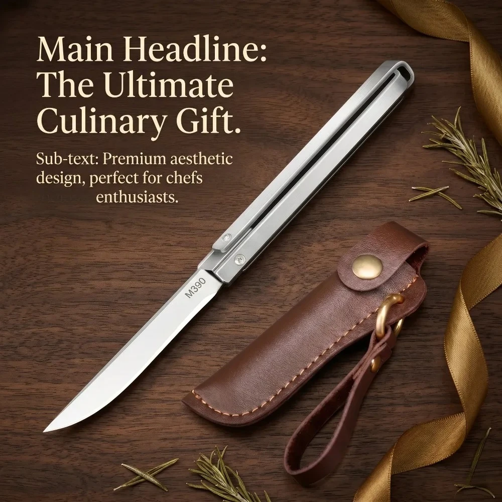 Premium M390 Kitchen Folding Knife-Multi-functional Portable Kitchen Utility Knife,Extra Sharp and High-Hardness M390 Steel