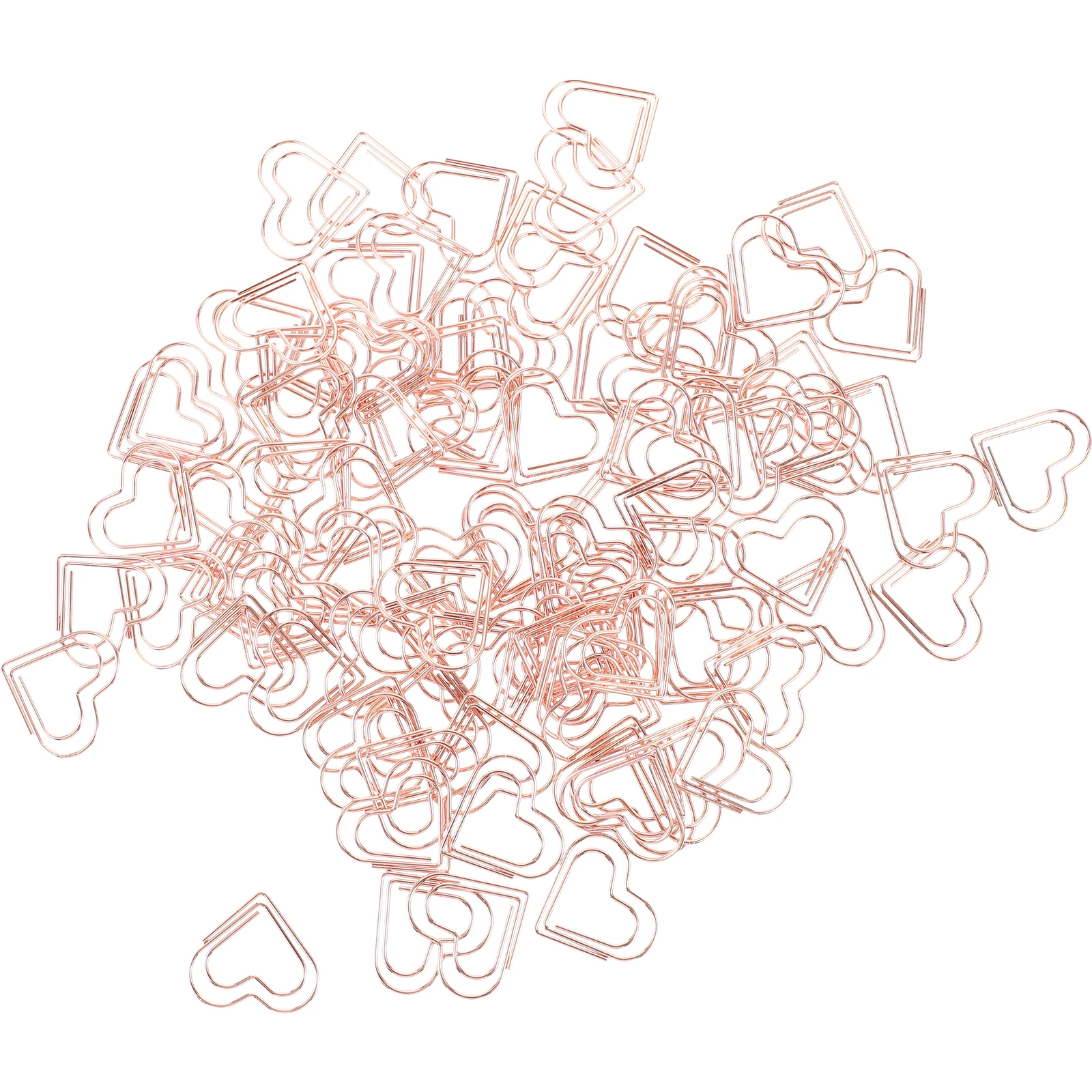 

100pcs Heart-shaped Clips Metal Stationery Small Document Clamps for Paperwork Metal Paper Clips Office Supplies
