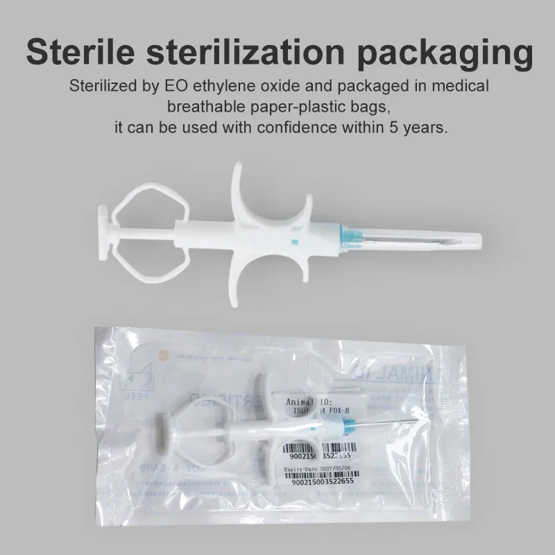 Jeringa RFID de Microchips de 1,25x7mm para perro, inyector de identificación de animales, con transpondedor de chip de inyección ISO FDX-B de 134,2 khz