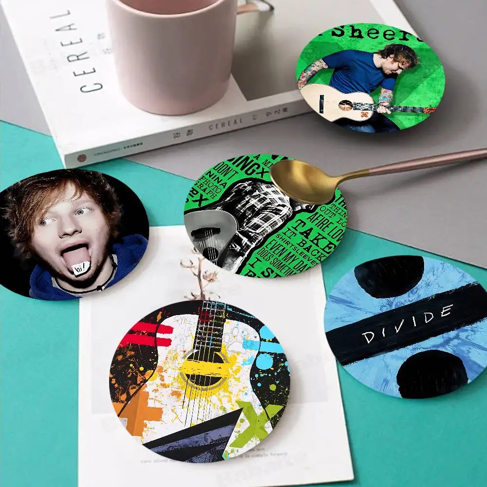 Classic Singer E-Ed S-Sheeran Coasters Suitable for daily family gathering decoration, kitchen, anti-slip wooden coasters
