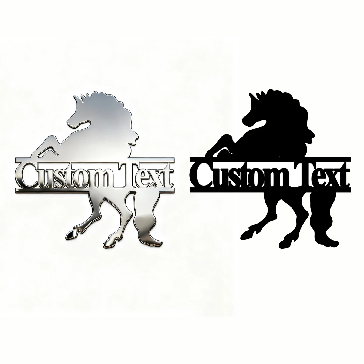 

1PC Cool Handsome Horse Metal Stickers Custom Font Fit Piano Car Body DIY Decoration Stainless Steel Accessories Jewelry Gifts