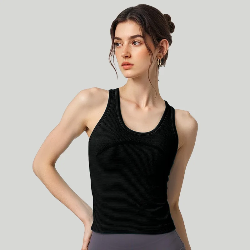 Women's Yoga Top One-Piece Sports Vest With Chest Cushion Running Fitness Yoga Suit Shock-Absorbing And Breathable Back Vest