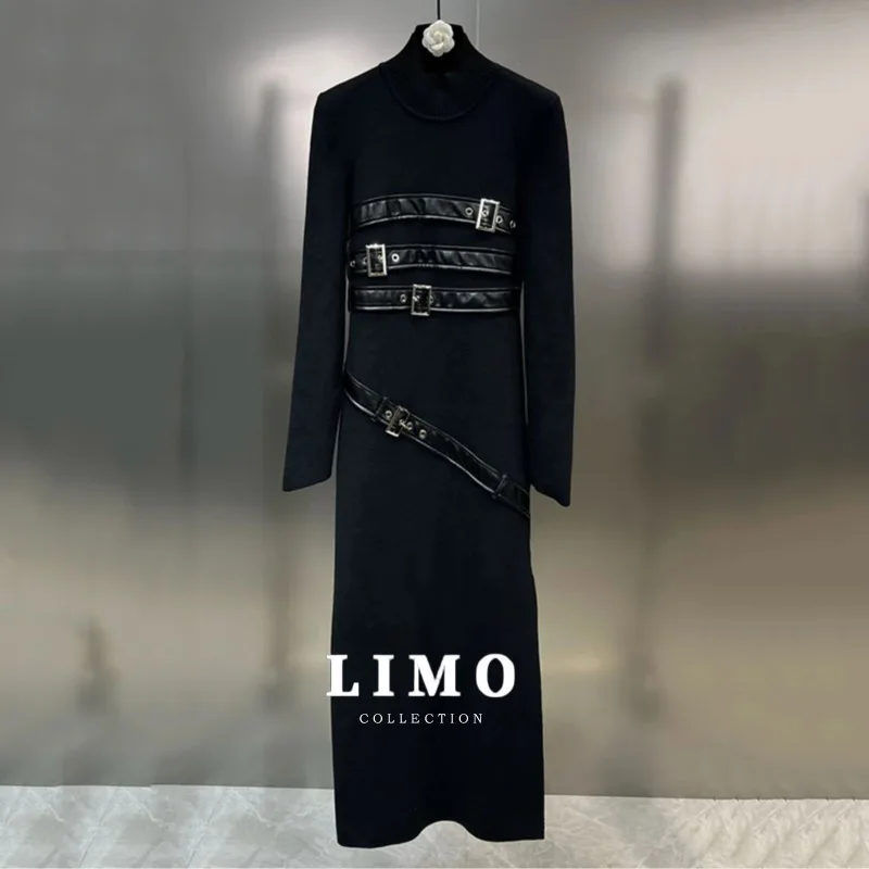 LIMO elegante vestido Retro de Color sólido con cinturón 2025 Primavera Verano Vintage fluido mujer Casual ropa de fiesta poliéster algodón