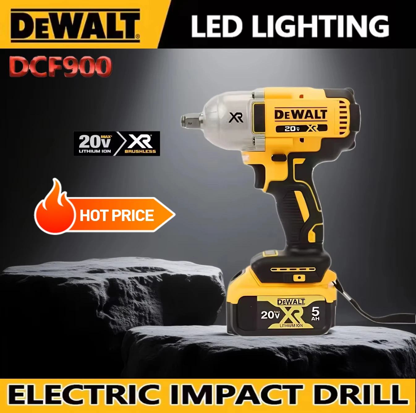 

Hot selling DEWALT DCF9001/2-inch brushless cordless high torque impact wrench,quality guaranteed DEWALT 20V battery and charger