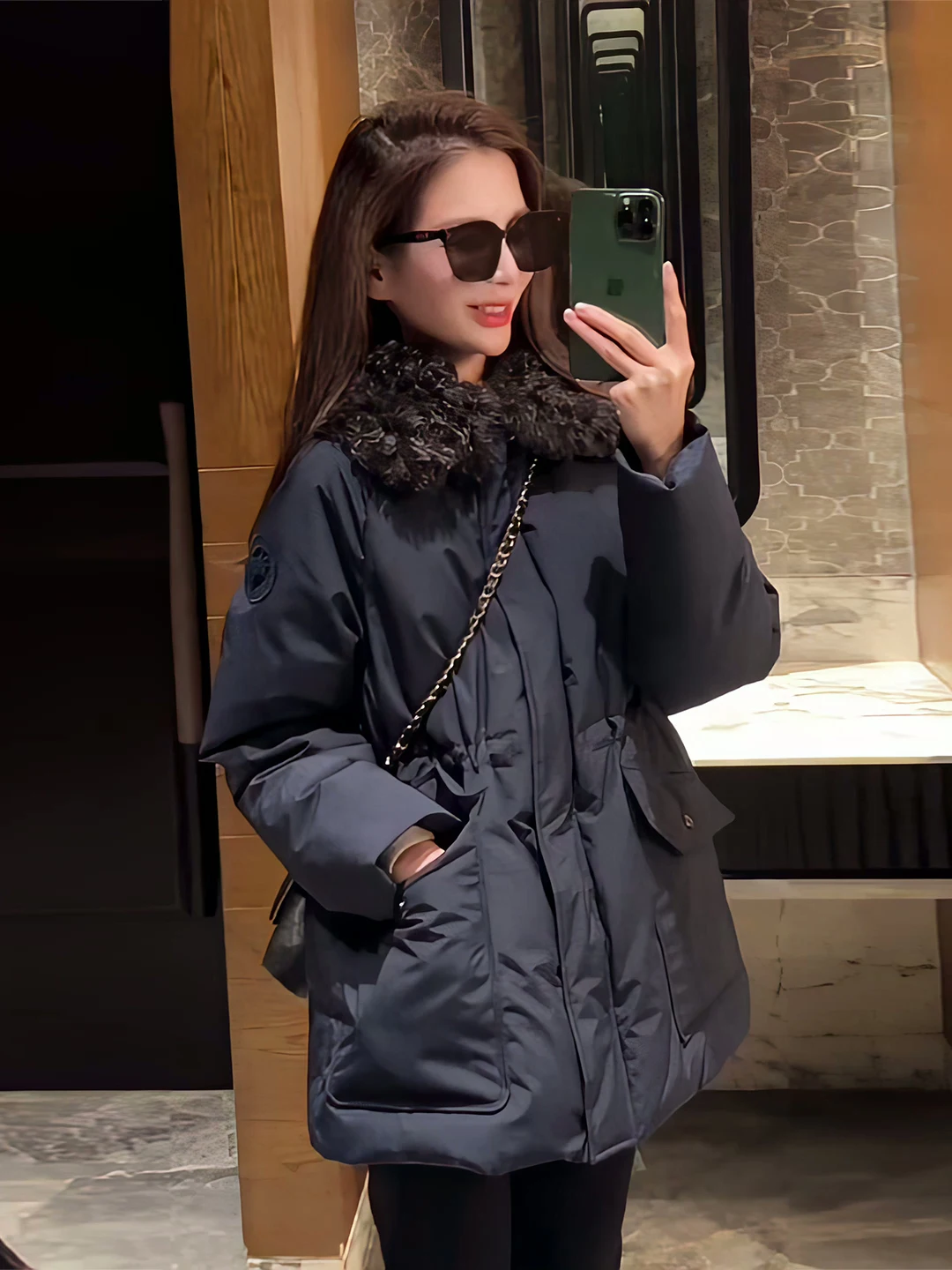 

Slim Fit Blue down Jaet Women's Mid-Length Coat Collar up Long Sve Warm Faionable Workwear Sle No Hat White Du down