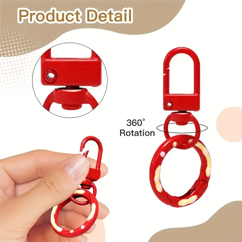 Innovative Carabiner Clips Round Cute Metal Keychain Ring, 12Color O Rings Lobster Claw Clasps For Keyrings Buckle,Bags
