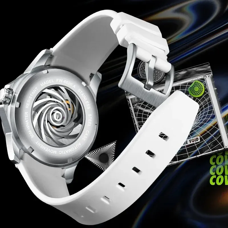 Mark Fairwhale 6620 Men's Fashion Automatic Mechanical Watch Luminous Calendar Waterproof Silicone Luxury Watches for Man reloj