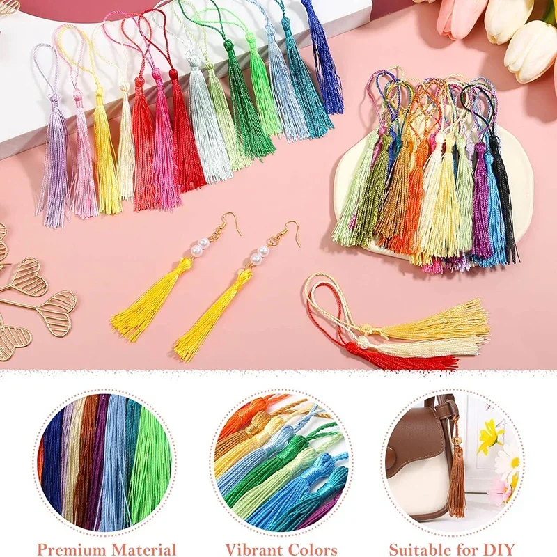 50 Pcs Polyester Silk Tassel Fringe Hanging Rope Silk Tassel Fringe For Sewing Curtains Accessories DIY Crafts Jewelry Making