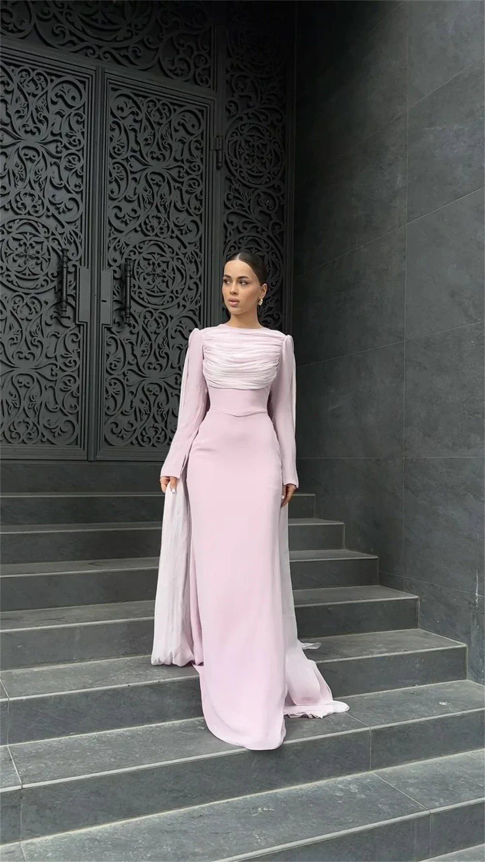 Formal Gown Prom Saudi Arabia   Dress   Jewel Column Floor Length Skirts Tulle Stole Bespoke Occasion Dresses