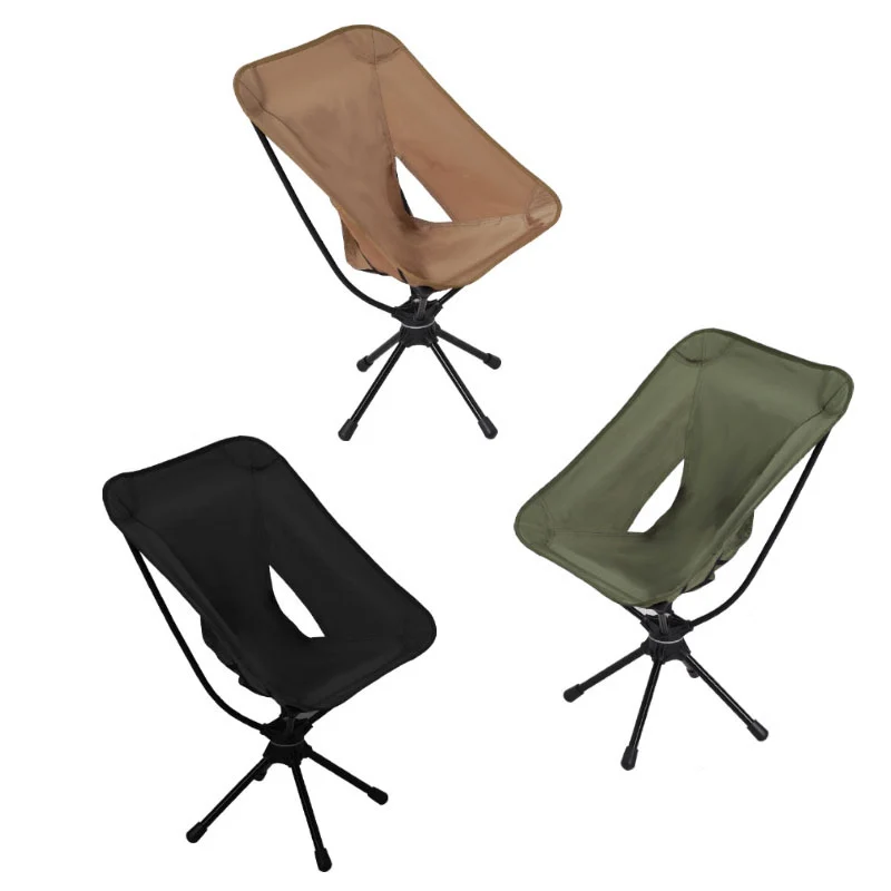 Folding Outdoor Chair with 360 ° Rotating, Aluminum Alloy, Portable Fishing Chair, Camping Leisure Chair