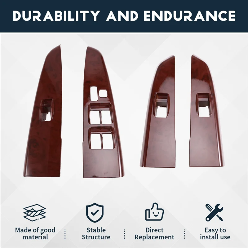 

4PCS Front+Rear Door Armrest Trim Panel Window Switch Bezel For Toyota Hilux 05-14 4271-0K010 74272-0K010 74231-0K020