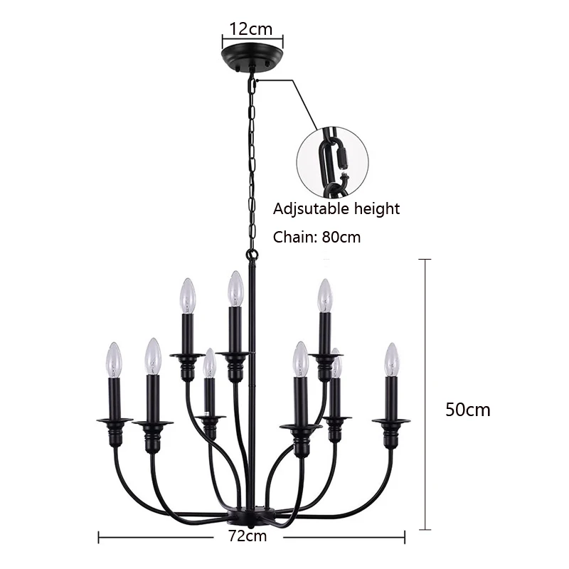 American Vintage Industrial Restaurant Branch Chandelier Ceiling Light Black Gold Candle Kitchen Lamp Living Room Pendant Lamp