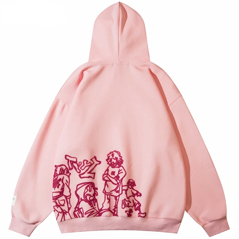 Y2k Mens Womens Streetwear Pink Hoodie Sweatshirt Funny Cartoon Graphic Hoodie Autumn Harajuku Anime Hip Hop Hooded Pullover