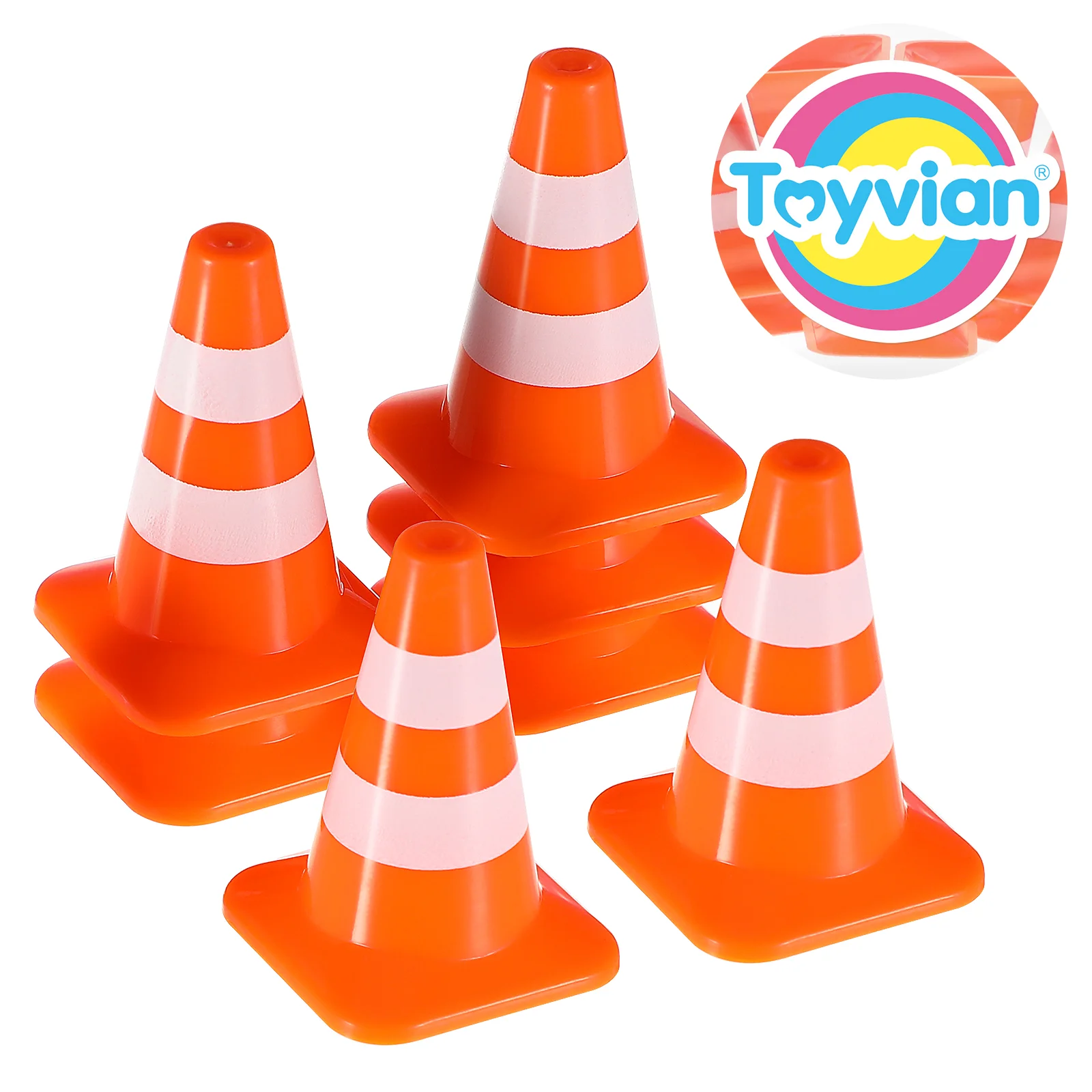 7 Pcs Small Orange Cones Roadblock Sand Table Model Mini Football Toys Miniature Spiral Fidget Tiny Traffic