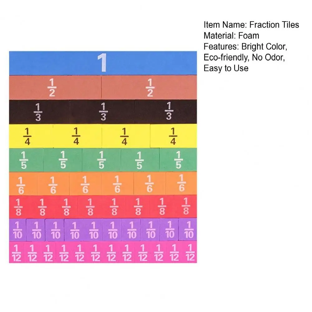 23/24cm Magnetic Fraction Tiles Math Manipulatives Learning Rainbow Fraction Blocks Elementary School Educational Kit For Kids