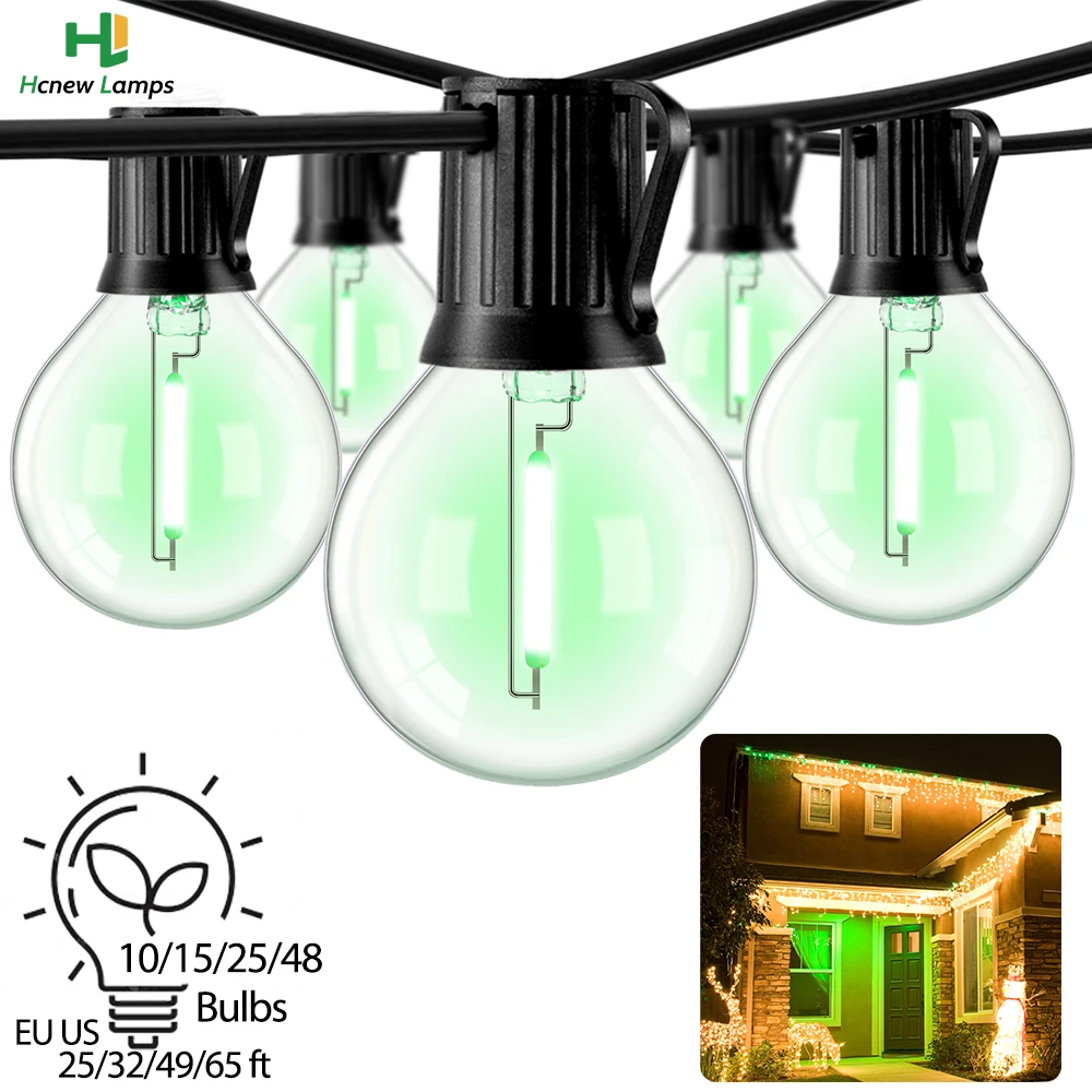 Colorido Led String Light Impermeável Decoração ao ar Livre Festa Vintage Guirlanda Retro Luz ao ar Livre 1w E12 220v 110v G40