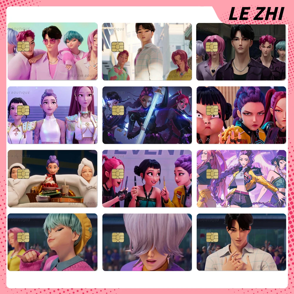 

2025 Kpop Film Demon Hunters Credit Card Skin Film Cover Sticker Huntrix Saja Boys Bus Metro Card Waterproof Small Chip Stickers