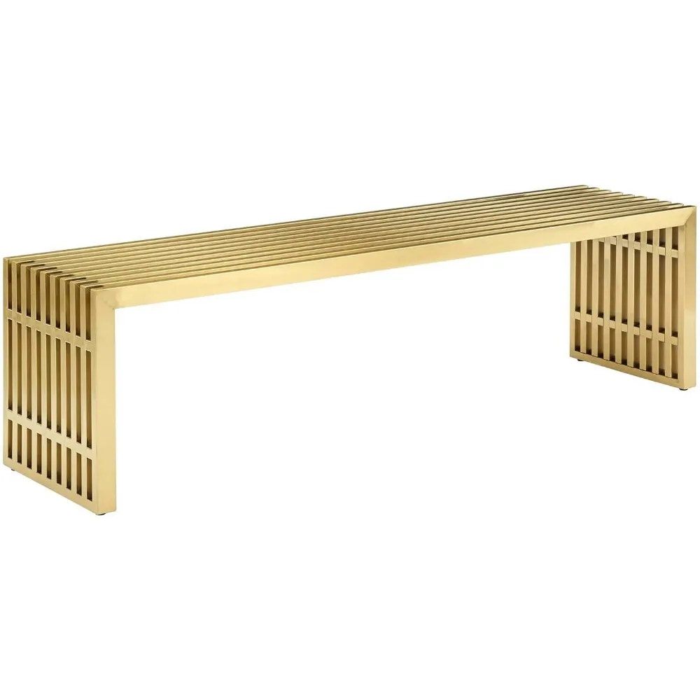 

Современная большая скамейка Modway Gridiron из золотой нержавеющей стали, 60 дюймов