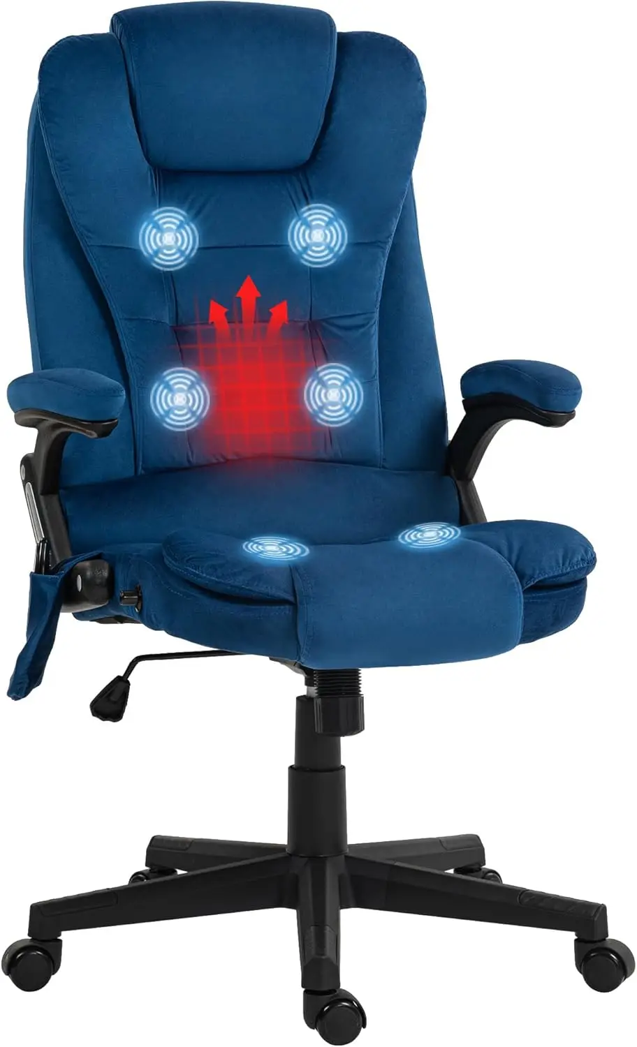 

6 Point Vibrating Massage Office Chair With Heat, Velvet High Ba Executive Office Chair With Reclining Backrest, Padded