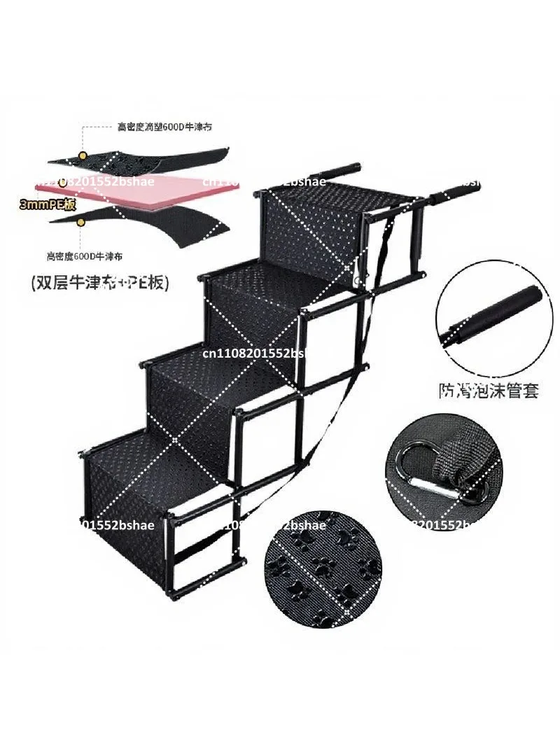 5/6 Steps Dog Ramp Pet Step Stairs with Nonslip Surface Aluminum Fram Cat Dog Ladder for Beds Trucks Cars SUV Support 200 Lbs