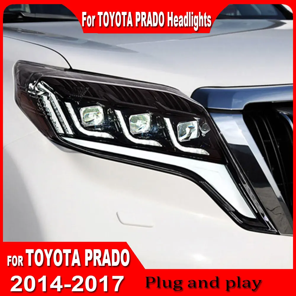 Car headlights for Toyota Prado Head Lamp 2014-2017 Prado Headlight DRL Turn Signal Low High Beam Projector Lens  Accessories