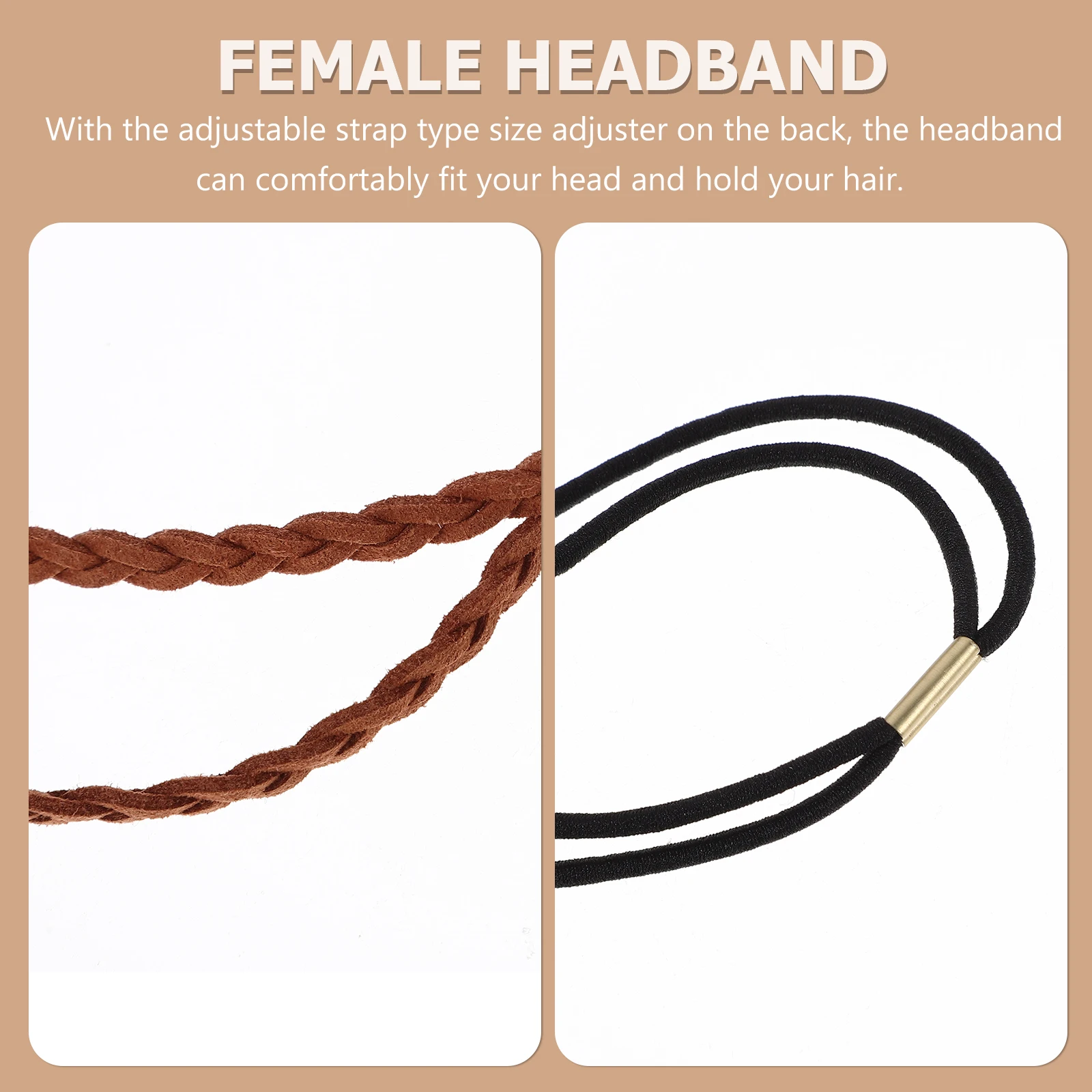 

C made Twisted Double Layer Headb s Braid Headb Suede Brown Adjustable Hair Accessories Braiding Tools
