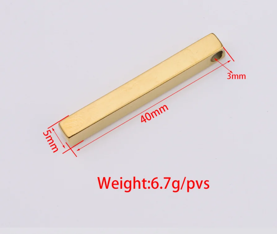 5x40mm 10pcs/lot Blank Bar Charm Mirror Polished Stainless Steel Round Corner Rectangle Bar For DIY Stamping Custtoimz