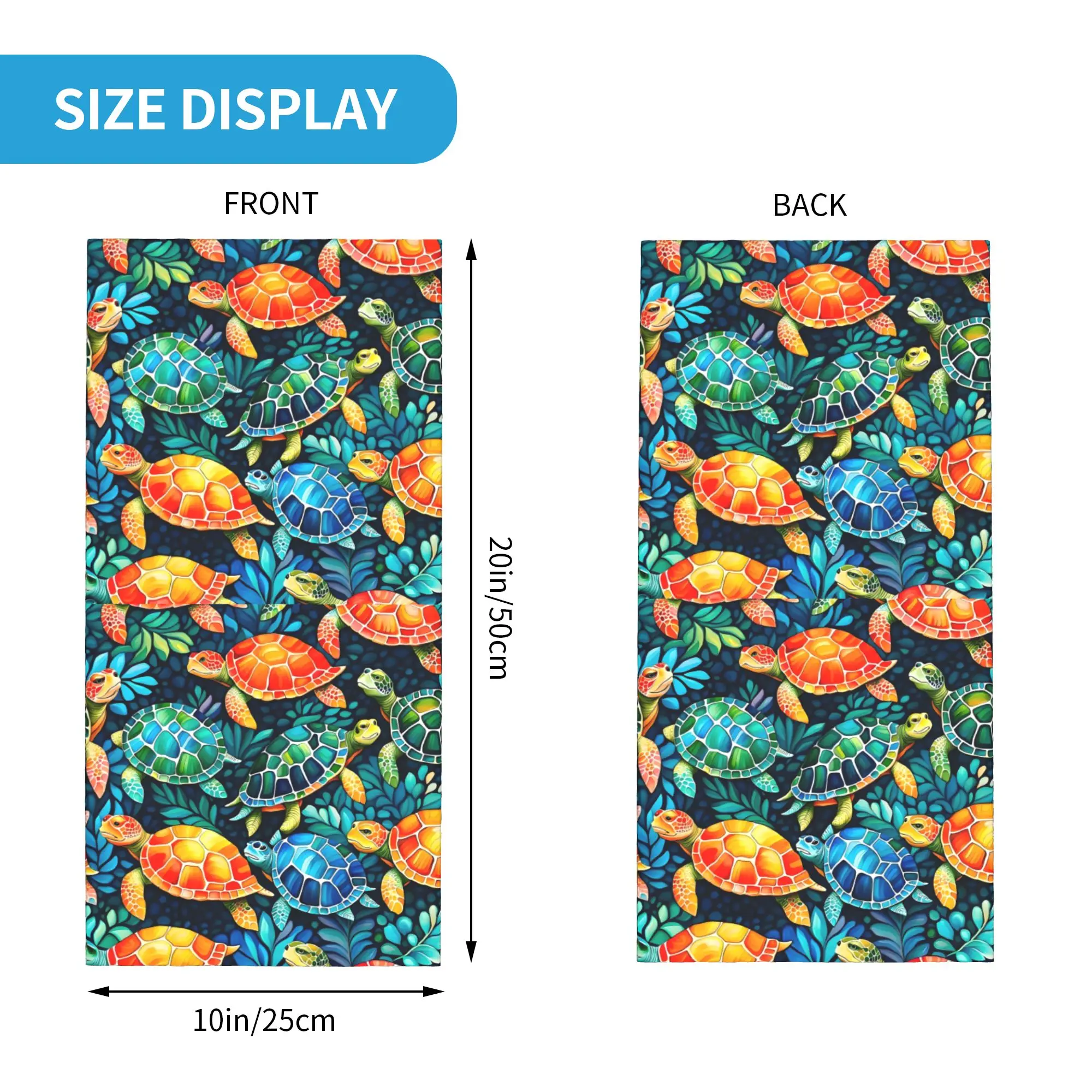 Custom Funny Colorful Sea Turtle  Neck Gaiter Women Men UV Protection Winter  Bandana Scarf for Cycling