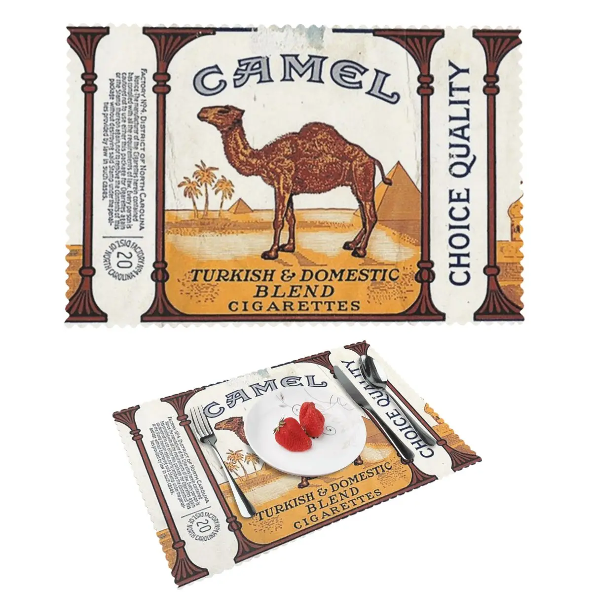 Vintage Camel Cigarette Pack Placemat Non-Slip Plate Mat for Dining Table Bowl Coaster Super Absorbent Mats