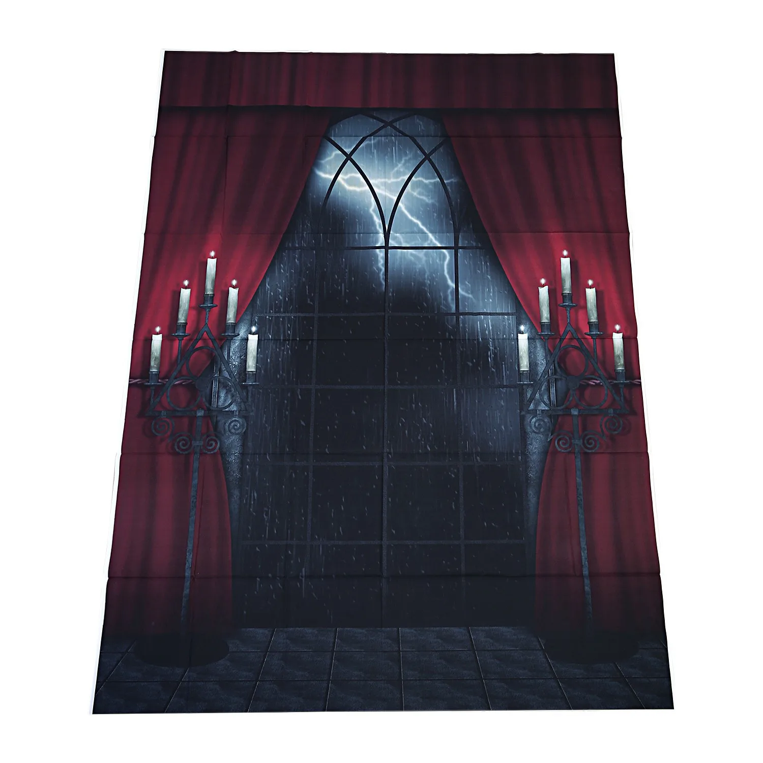 Photography Backdrop Indoor 150x200cm Halloween Background Red Curtain Studio Background, Horror rainy night