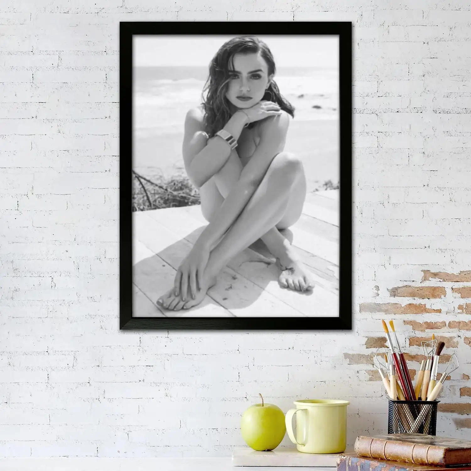 ملصق فني من القماش من Lily Collins وفن جداري، طباعة صور، عائلة حديثة، ديكور غرفة النوم، ملصقات، لوحة زخرفية #2