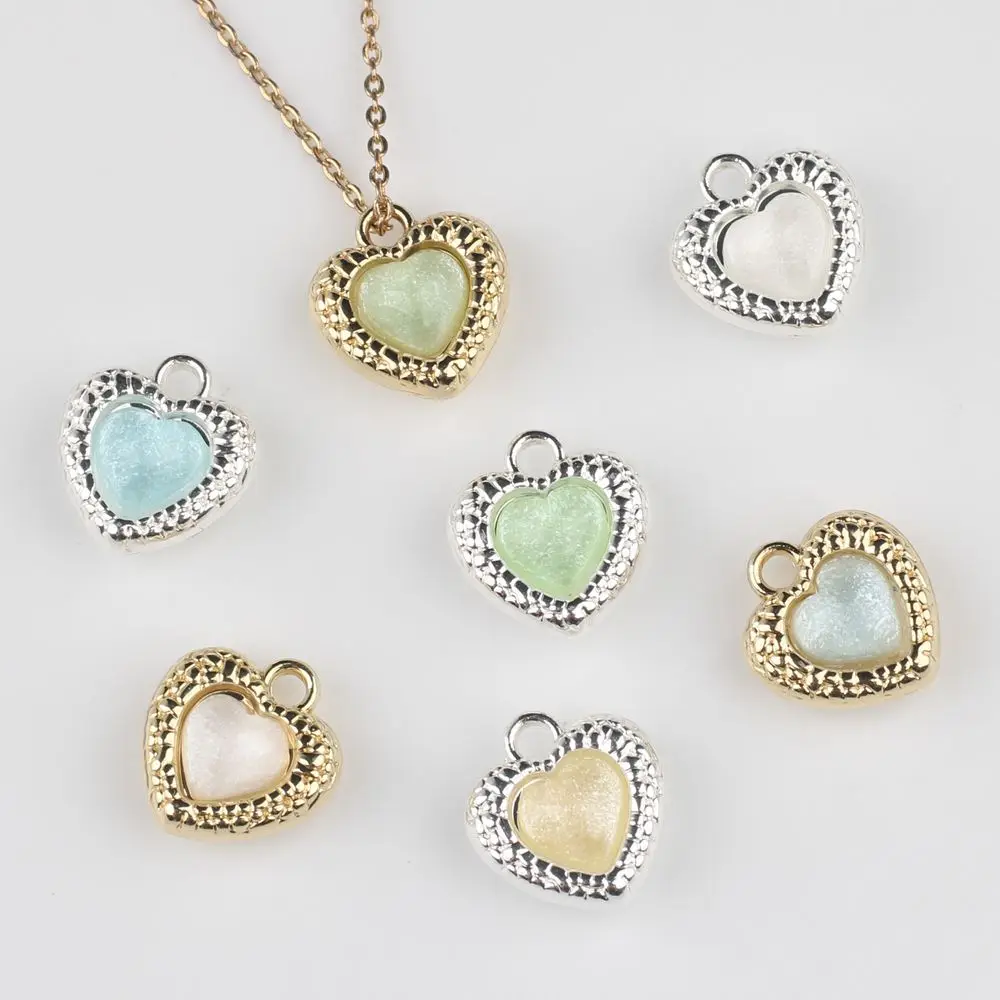 40pcs Handmade Love Heart Jewelry Pendant Charms Silvery Color Pendants Necklace Earrings Connectors Diy Jewelry Making Findings