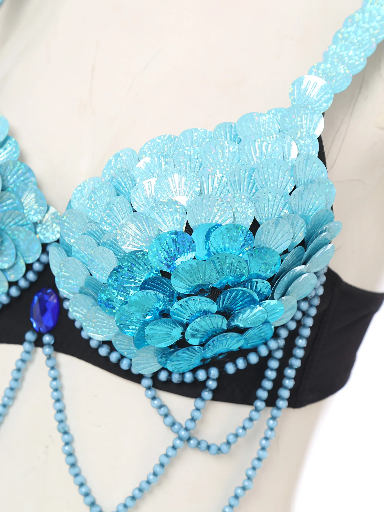 Mulheres barriga samba traje de dança do ventre dança do ventre lantejoulas frisado sutiã superior escala de peixe lantejoulas decoração push-up underwire bralette