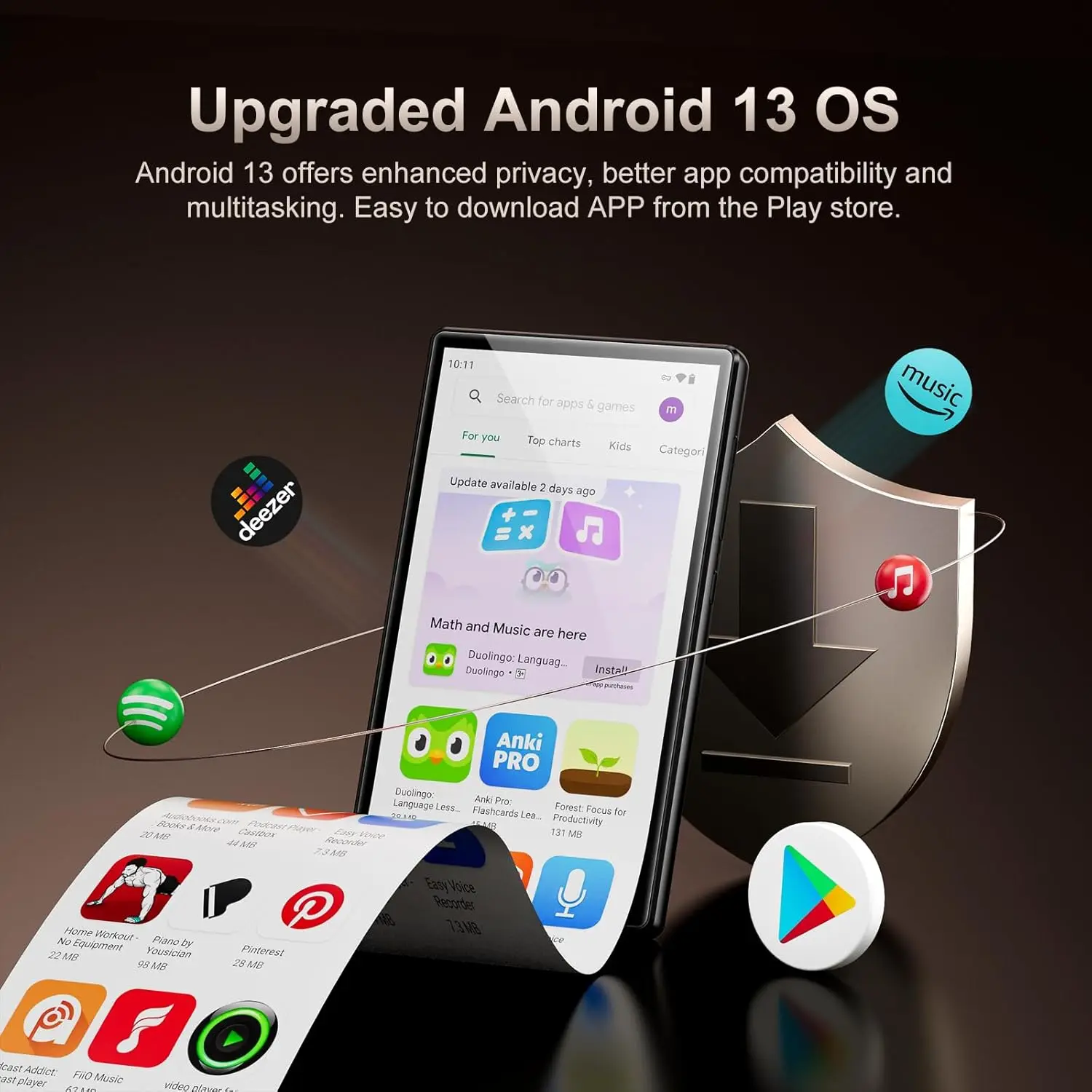32GB/96GB Android 13 OS MP3 & MP4 Players with Bluetooth and WiFi,  5
