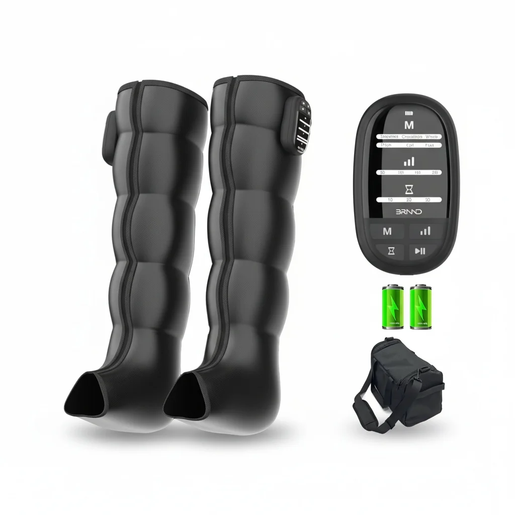 

Air Compression Leg Massager, 4-8 Chambers TPU Pneumatic Compression Shorts, Wireless Pressotherapy Boots for Athlete Recovery