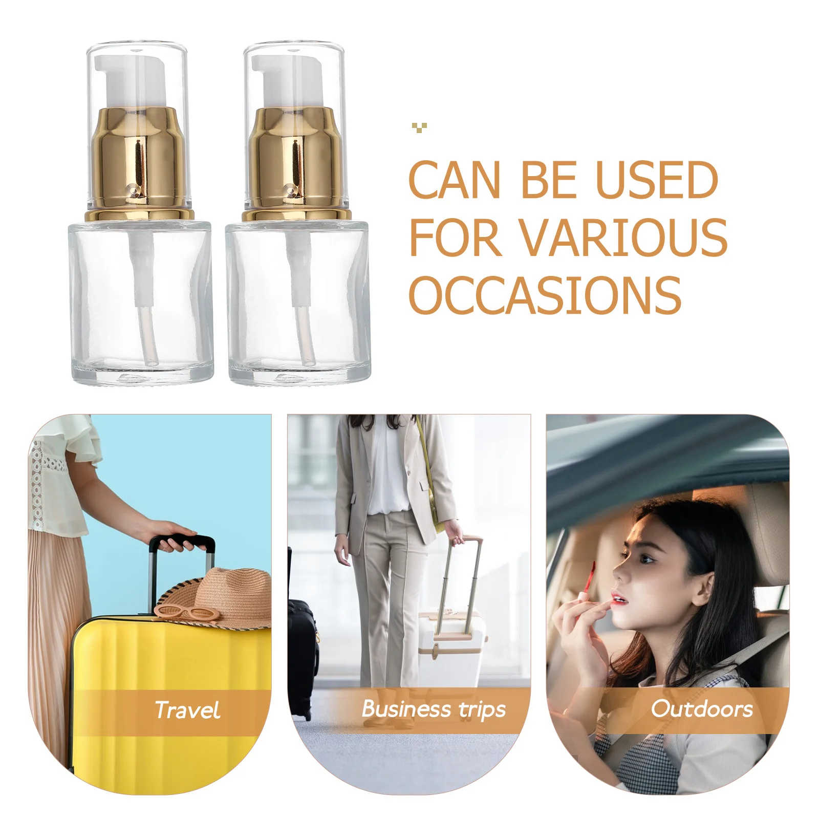 3Pcs Portable Empty Pump Bottles Silver White Premium Eco-Friendly Travel Essential Oil Nail Oil Storage