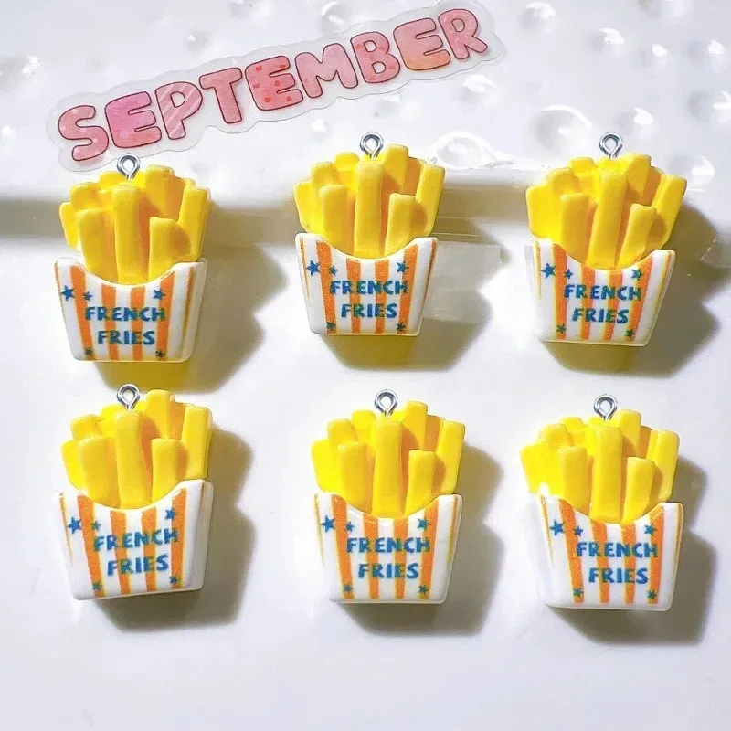 10Pcs Kawaii Simulated French Fries Resin Charms Mini Food Pendants For DIY Earrings Necklaces Bracelets Handmade Jewelry