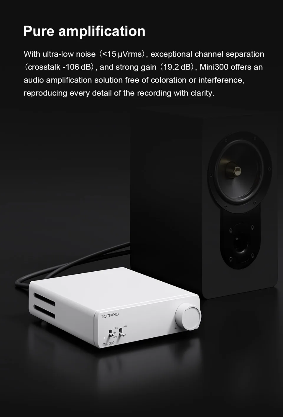 TOPPING Mini 300 HiFi Amplifier 140Wx2 Power Desktop Audio Balanced Class D AMP TRS RCA Home Theater Studio Monitor Speake